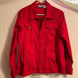 VINTAGE Koret cherry red denim jacket. Size Medium.
